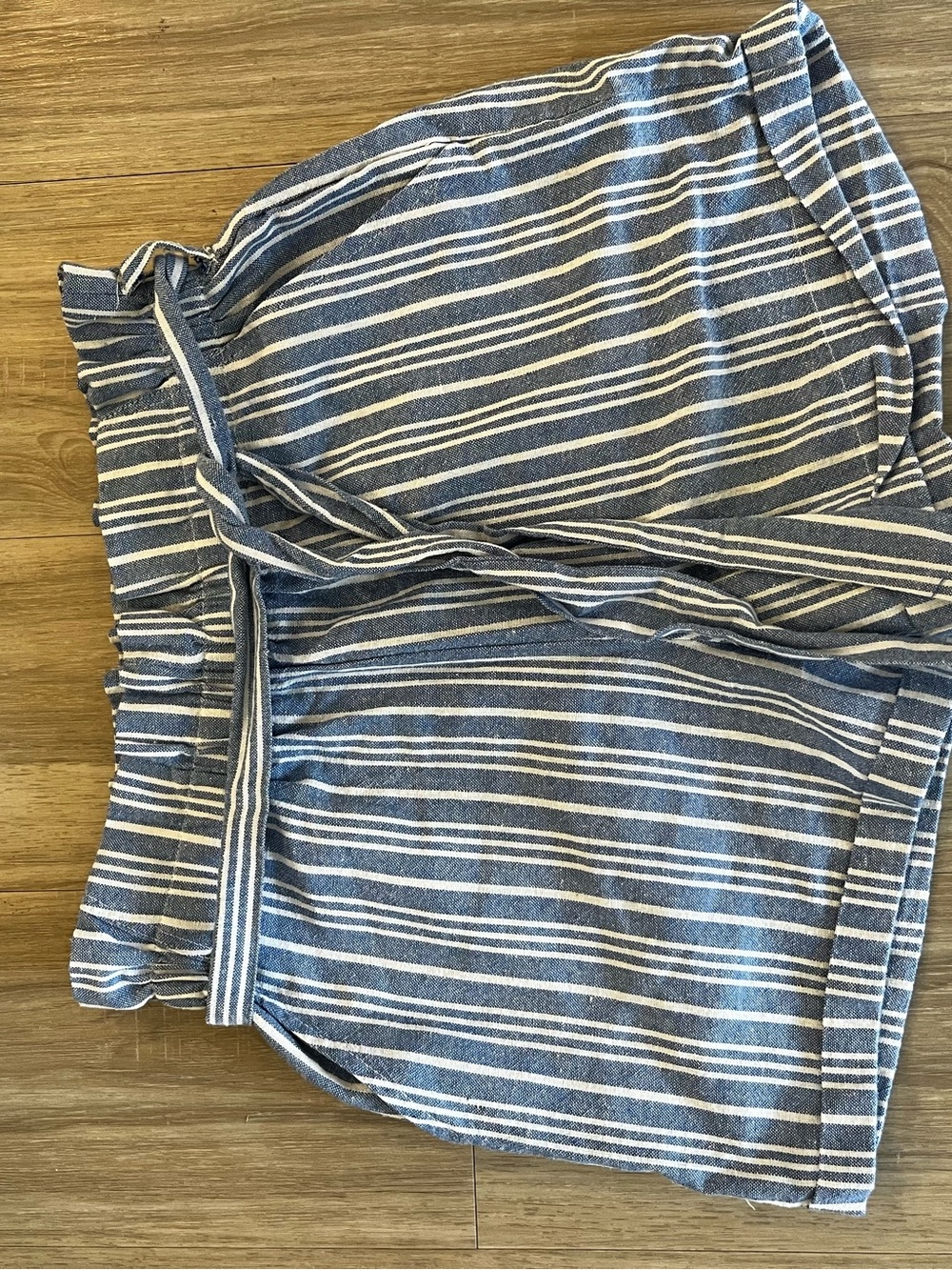High Waist Blue & White Striped Women's Shorts